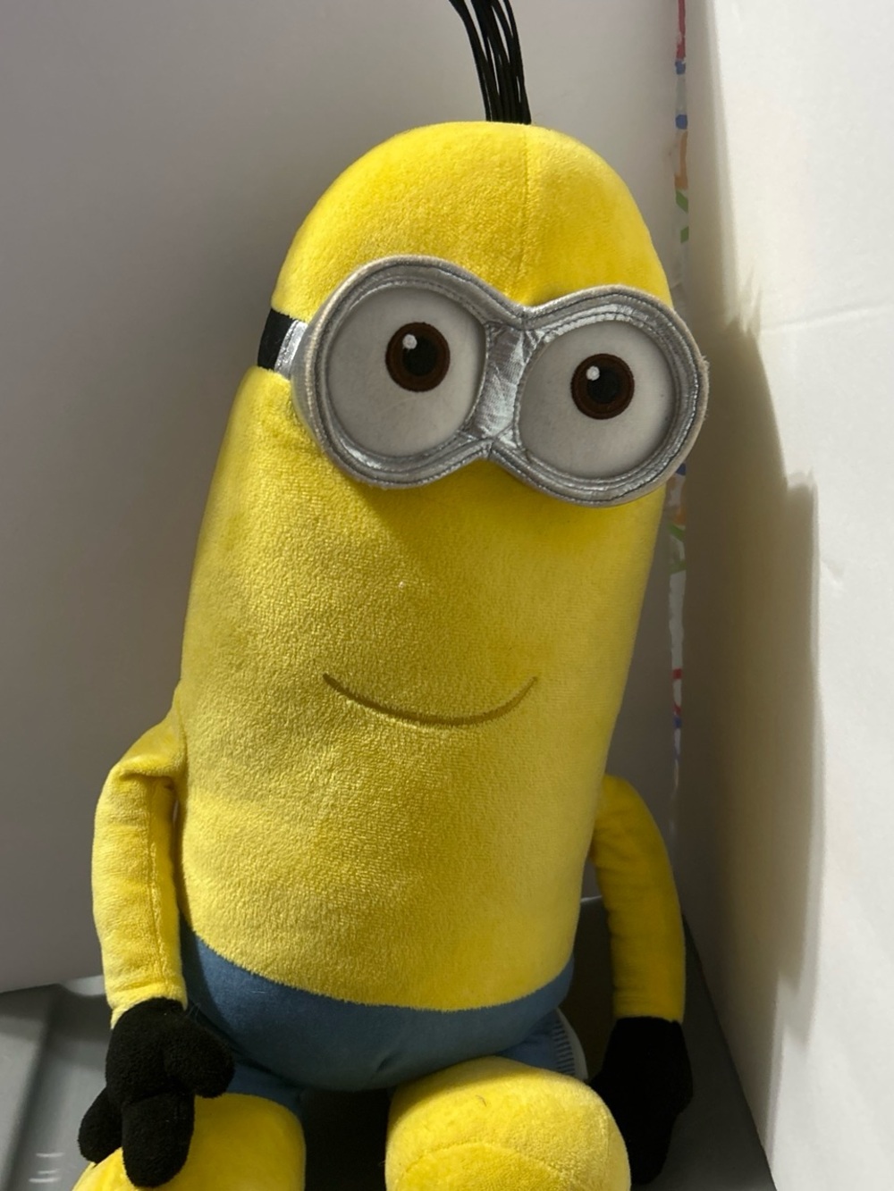 Build-A-Bear Yellow Plush Minion-Style Stuffed Toy with Silver Goggles